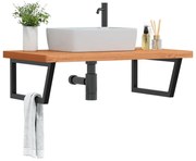 vidaXL Ράφι Νιπτήρα Τοίχου από Ατσάλι / Μασίφ Ξύλο Οξιάς