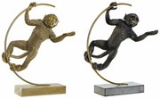Διακοσμητική Φιγούρα DKD Home Decor 33 x 25 x 48 cm Μαύρο Χρυσό Μαϊμού Σύγχρονη (x2)