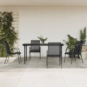vidaXL Σετ Τραπεζαρίας Κήπου 5 Τεμαχίων Μαύρο Ατσάλι & Textilene