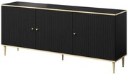 Μπουφές Glamour 162409819 180x40x76cm Black-Gold Μοριοσανίδα, Μέταλλο