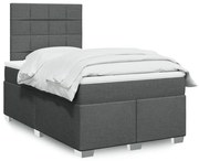 Κρεβάτι Boxspring με Στρώμα Σκούρο Γκρι 120x190 εκ Υφασμάτινο