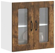 Ντουλάπι Κουζίνας με Γυάλινη Πόρτα "Kalmar" από Καπνιστή Δρυ με Τεχνητή Δρύ