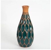Βάζο Κεραμικό Τερακότα &amp; Κυπαρισσί 12.1x12.1x28.5cm 752-20226 Estheti-752-20226-Καφέ 752-20226