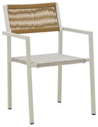 Τραπεζαρία Savor-Kliton σετ 3τεμ λευκό αλουμίνιο και rattan σε φυσικό χρώμα 80x80x74εκ 80x80x74 εκ.