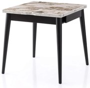 Τραπέζι Επεκτεινόμενο Totem 974NMB2223 80/160x80x75cm Marble Effect White-Black Μοριοσανίδα, Μέταλλο