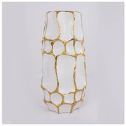 Βάζο Κεραμικό Λευκό &amp; Χρυσό 15.5x15.5x31.5cm 752-20171 Estheti-752-20171-Λευκό-Χρυσό 752-20171