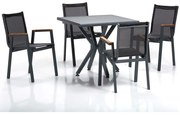 Τραπεζαρία Κήπου Samara (Σετ 5Τμχ) 561CLR1302 94x94x78cm Grey-Black 4 Θέσεων