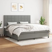 Κρεβάτι Boxspring με Στρώμα Σκούρο Γκρι 200x200 εκ. Υφασμάτινο