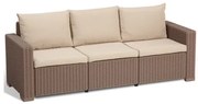 Allibert Καναπές Τριθέσιος California Πολυπροπυλένιο Wicker/ Καπουτσίνο 199x68x72cm BEST-21071349
