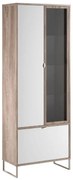 MATIS Βιτρίνα ψηλή DENVER δρυς kalaj/ λευκό γυαλιστερό 71x35x190,2 MATIS160573