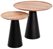 Τραπεζάκια σαλονιού RIFF Σετ 2 τμχ Ξύλο MANGO Top και Μεταλλικές Μαύρες Βάσεις Φ60 & Φ40εκ. 60x60x50.5 εκ.