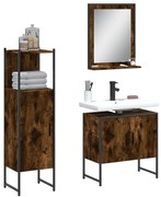 vidaXL Σετ Επίπλων Μπάνιου 3 Τεμαχίων Καπνιστή Δρυς Επεξεργασμένο Ξύλο