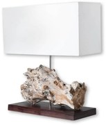 Table Lamp S Line με βάση από κορμό σετ με  λευκό καπέλο SS68-0091