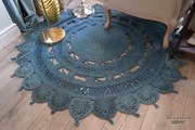 Καλοκαιρινό χαλί γιούτα ροτόντα Zira 008 Blue 150 x 150 Στρόγγυλο