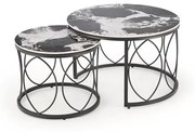 ALEXANDRA   set of two coffee tables, black marble / black
