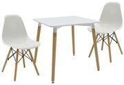 Τραπεζαρία New Salt &amp; Pepper 4 (Σετ 3Τμχ) 200-000678 80x80x75cm Natural-White Mdf,Μέταλλο