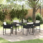 vidaXL Σέτ φαγητού για κήπο με μαξιλάρι 5 pcs Μαύρο Πολυ ράταν