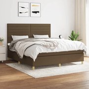 Κρεβάτι Boxspring με Στρώμα Σκούρο Καφέ 160x200 εκ Υφασμάτινο - Καφέ