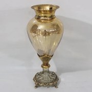 Βάζο Γυάλινο-Μεταλλικό Αντικέ Χρυσό-Μελί 17x38εκ. ESTHETI 819-00428