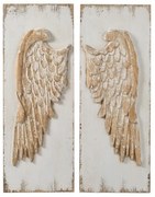 Artekko Alcott Διακοσμητικό Τοίχου Πίνακας με Φτερά Ξύλο MDF Λευκή Πατίνα (40x5x107)cm Σετ/2 Artekko 44996-DS