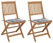 vidaXL Καρέκλες Κήπου Πτυσσόμενες 2 τεμ Μασίφ Ξύλο Ακακίας &amp; Μαξιλάρια