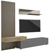 Σύνθεση Τηλεόρασης Dort HM18076.2 249,5x42,2x199,5cm Sonoma-Black