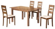 WOODWELL MILLER Set Τραπεζαρία Κουζίνας Ξύλινη: Επεκτεινόμενο Τραπέζι+ 4 Καρέκλ.Aroma Beech-PVC Εκρού Table120+30x80x74Chair45x52x97 Ε781,1S