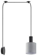 Φωτιστικό Τοίχου - Απλίκα SE21-BL-4-NM1W-SH2 ADEPT TUBE Black Matt Wall Lamp Gray Fabric Shade+ - 51W - 100W - 77-8811