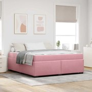 vidaXL Σκελετός Κρεβατιού με στρώμα Ροζ 180 x 200 cm Βελούδο