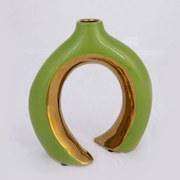 Βάζο Κεραμικό 752-20178 16,5x7,2x18,5cm Green-Gold Estheti Home Κεραμικό