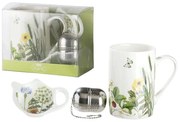 Κούπα Με Φίλτρο Τσαγιού Και Μπωλ (Σετ 3Τμχ) Wild Flowers 49454 Multi Porcelain