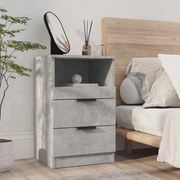 vidaXL Κομοδίνο Γκρι Σκυροδέματος από Επεξεργασμένο Ξύλο