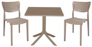 Τραπεζαρία κήπου Groovy-Ignite pakoworld σετ 3τεμ PP cappuccino 80x80x74,5εκ.
