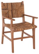 DINING ARMCHAIR TEAK WOOD &amp; RUSH MATTING WALNUT-BEIGE  54x58x86,5 cm.