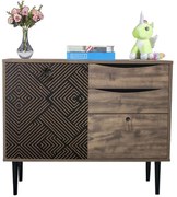 Κομότα Home 90x39.5x75cm Black Grey Oak 271-00-022 Melamine, Metal