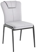 WOODWELL ANDRIA Καρέκλα Τραπεζαρίας- Κουζίνας, Μέταλλο Βαφή Μαύρο, Pu Ανοιχτό Γκρι 47x60x86cm ΕΜ716,4