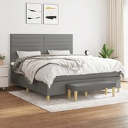 ΚΡΕΒΑΤΙ BOXSPRING ΜΕ ΣΤΡΩΜΑ ΣΚΟΥΡΟ ΓΚΡΙ 160X200 ΕΚ ΥΦΑΣΜΑΤΙΝΟ 3137246