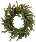 Χριστουγεννιάτικο Στεφάνι με Berries και Κουκουνάρια 60cm 26226