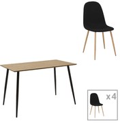Τραπεζαρία Cuba-Bella pakoworld σετ 5τεμ mdf σε sonoma-ανθρακί απόχρωση 120x70x76cm