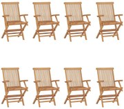vidaXL Καρέκλες Κήπου Πτυσσόμενες 8 τεμ. από Μασίφ Ξύλο Teak