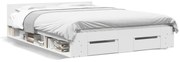vidaXL Πλαίσιο Κρεβατιού με Συρτάρια Λευκό 140x190 εκ Επεξεργ. Ξύλο