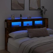 Κεφαλάρι Κρεβατιού με LED Καπνιστή Δρυς 180x18,5x103,5 εκ 837362
