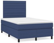 vidaXL Κρεβάτι Boxspring με Στρώμα Μπλε 120x190 εκ. Υφασμάτινο