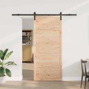 vidaXL Συρόμενη Πόρτα Καφέ 90 x 208 εκ. Μασίφ ξύλο πεύκου