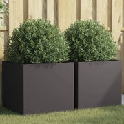 vidaXL Ζαρντινιέρες 2 τεμ. Μαύρες 49x47x46εκ. από Χάλυβα Ψυχρής Έλασης