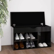 vidaXL Παπουτσοθήκη Γυαλ. Μαύρο 80x30x47 εκ. Μοριοσανίδα με Μαξιλάρι