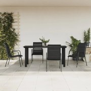 vidaXL Σετ Τραπεζαρίας Κήπου 5 Τεμαχίων Μαύρο Ατσάλι & Textilene