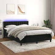 ΚΡΕΒΑΤΙ BOXSPRING ΜΕ ΣΤΡΩΜΑ &amp; LED ΜΑΥΡΟ 140X200 ΕΚ. ΒΕΛΟΥΔΙΝΟ 3134647