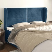 Κεφαλάρι με Πτερύγια Σκούρο Μπλε 163x23x118/128 εκ. Βελούδινο - Μπλε