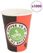 vidaXL Χάρτινα κύπελλα καφέ 1000 τεμάχια 12oz 300ml Κόκκινο και μαύρο